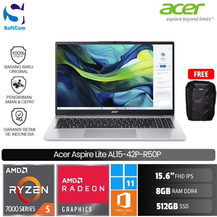 Promo ACER Aspire Lite AL15 42P R50P R5 7430U/8GB/512GB SSD/15.6