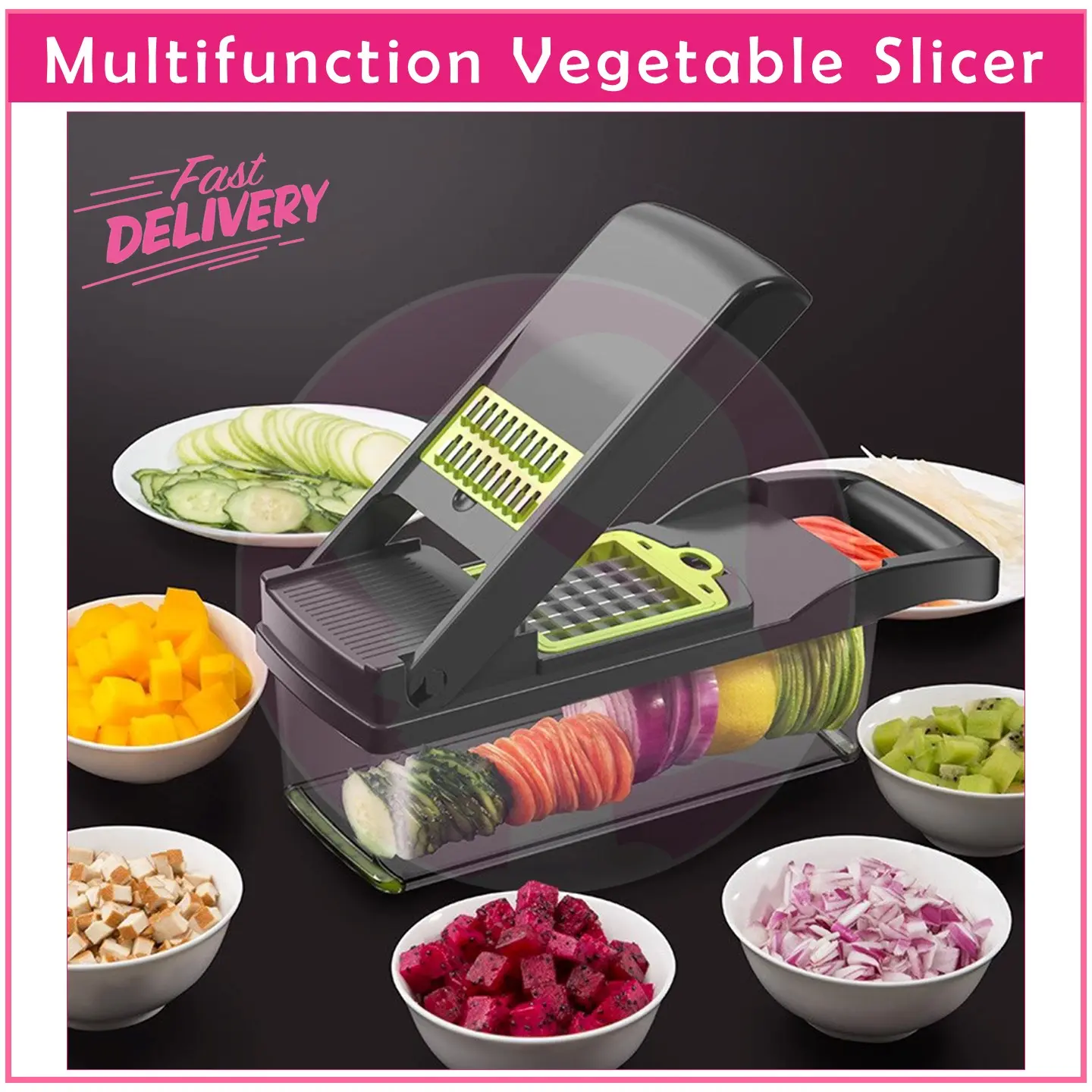 Vegetable Chopper Multi-functional Vegetable Cutter Pencincang Sayur Cutter Sayur / Multi Grater / Peeler Steel Handle Kitchenware