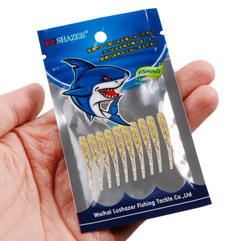 Product Introduction of 10pcs 35mm 0.3g Lua Root Fishing Soft Bait Threaded Soft Bait Mini Soft Worm Straight Tail Lua Fake Bait 28