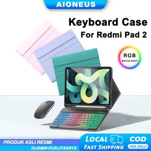 Case For Redmi Pad 2 2025 RGB Backlit Bluetooth Keyboard Case Redmi Pad 2 2025 With LED Colorful Backlight Wireless Keyboard Mouse Set Tablet Cover Case Redmi Pad SE Case Xiaomi Pad 6 Case Redmi pad Pad Pro