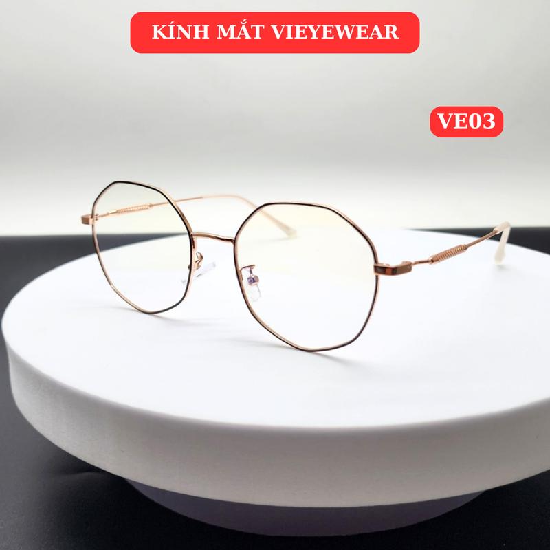 Gọng kính cận VE03 VIEYEWEAR thời trang kiểu dáng lục giác nhiều màu chất liệu kim loại 2
