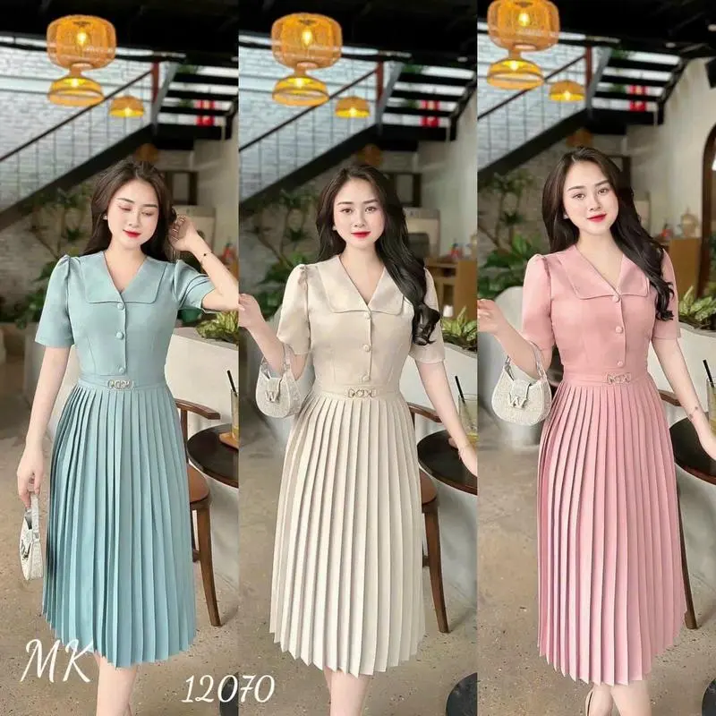 Đầm Váy xòe xếp ly đi làm công sở thường ngày cho nữ đầm váy midi thanh lịch cho nữ có size M,L,XL,XXL Cotton Mei House