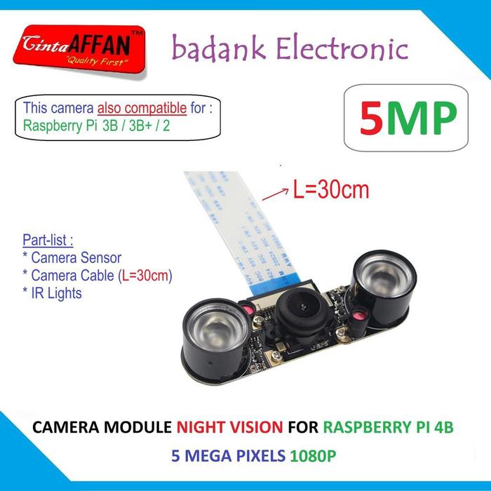 Gambar Raspberry Pi Camera Module Jual Camera Module 5MP Night Vision (with-IR) for Raspberry Pi 4B ...