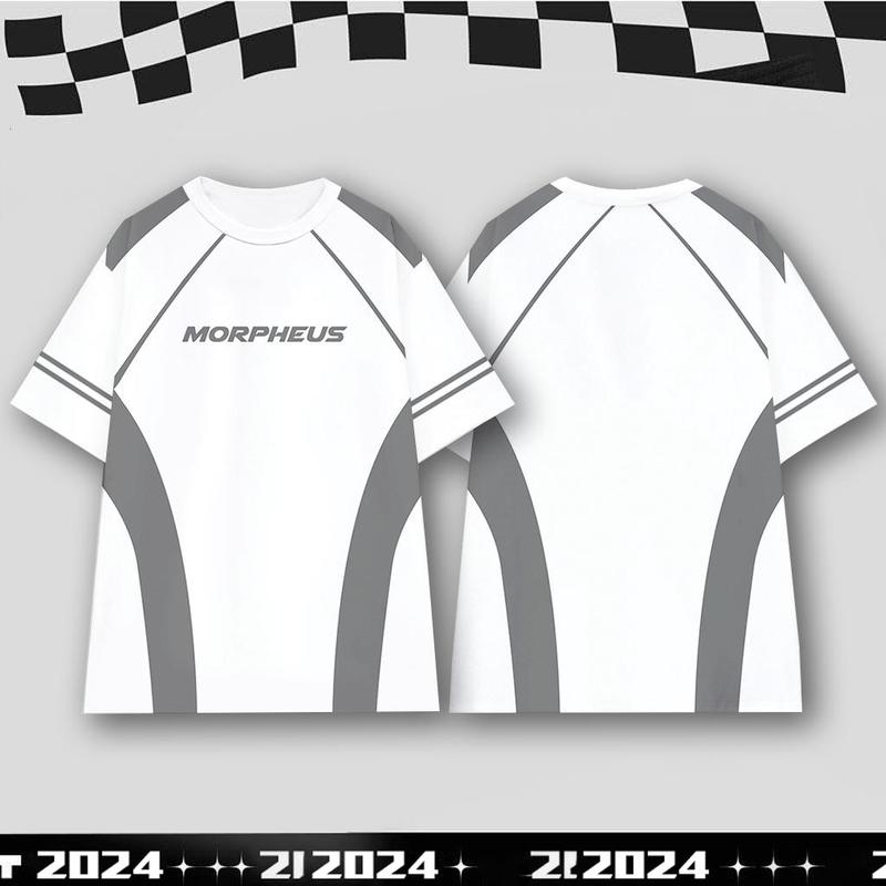 Áo Thun Nam ngắn Tay Thường Ngày Thời Trang Mùa Hè, Phong Cách Đường Phố, Thiết Kế Đơn Giản, Trang Phục Hợp Xu hướng Trang Phục Bé Trai Đường Phố, Dáng Rộng Và Ngoại Cỡ, Áo Trên Menswear áo  thun đũi