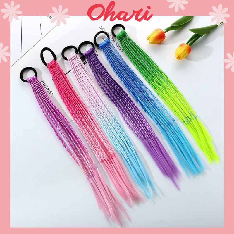 Tóc giả nối dài nhiều màu sắc kiểu tết kèm dây buộc tóc đuôi ngựa bằng chun 8 tết nhỏ T31