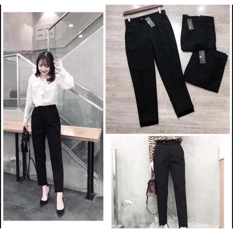  Mã 02 Quần baggy nữ lưng cao thiết kế gấu lệch 