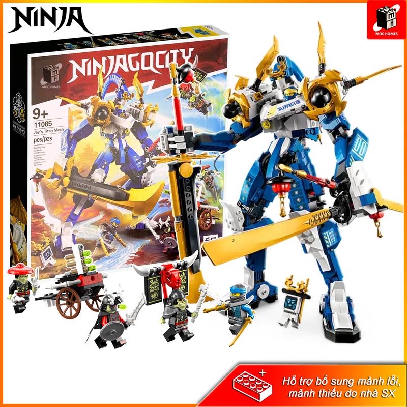 [Tặng 1 mini] Đồ chơi lắp ráp Ninja go Mech Titan của Jay 7105 | 11085 Bộ Lắp Ráp Tháo Lắp Toy Xếp Hình robot mech