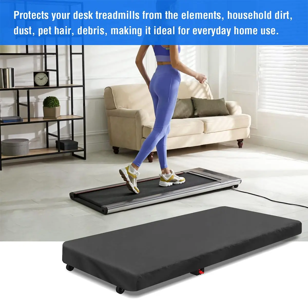 Under-Desk Foldable Treadmill Cover, Modern Dust and Water Resistant Gym Equipment Protector for Indoor Use
