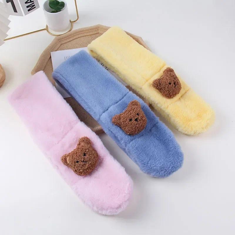Product Introduction of Korean Style Kawaii Baby Scarfs Cute Cartoon Doll Bear Shawls for Toddler Boy Girl Scarf Autumn Winter Warm Baby Accessories 7