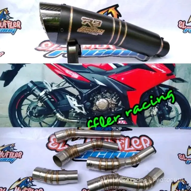 KNALPOT RACING R9 H2 SLIP ON CBR150R FACELIFT NEW CB150R NINJA250 KARBU FI RR MONO Z250 R25 MT25 asli motor Motorcycle Silincer