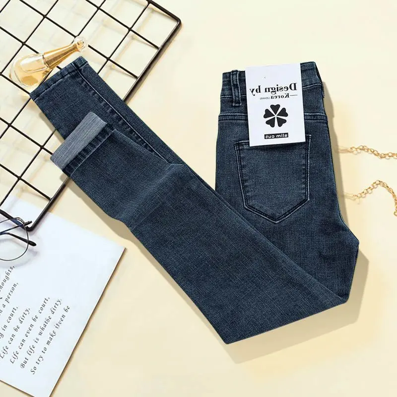 Quần Jean Co Giãn, Cỡ Lớn (35,00 Kg-100,00 kg), Dành Cho Nữ, Cạp Cao, Dễ Phối Đồ, Quần Bút Chì Mỏng, Mùa Xuân Và Mùa Thu Mới 2024