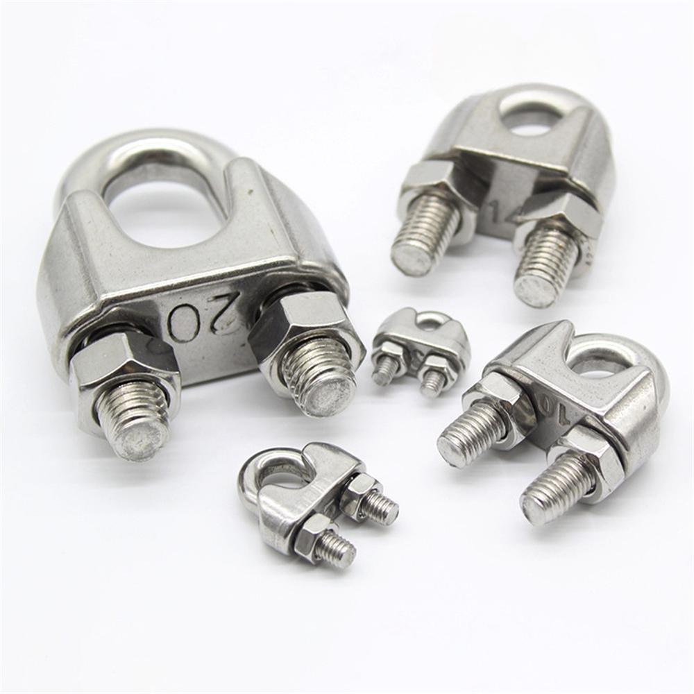 SS 304 Klem Seling Kuku Macan 5Pcs Wire Rope Clip Anti Karat 2-12mm M2-M12 Penjepit Tali Kawat Sling Stainless Galvanis Crimp Ferrule Kuat Serbaguna untuk Konstruksi Industri Rumah Ready Stock