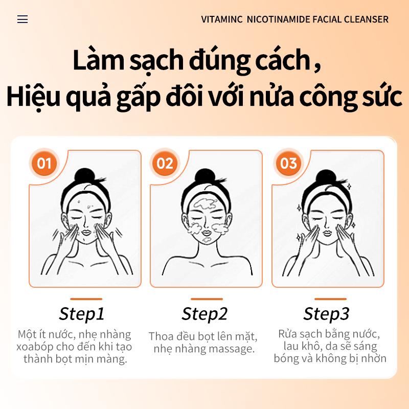 Sữa Rửa Mặt Vitamin C Niacinamide, Kangyan, Làm Trắng Và Trẻ Hóa Da, Thu Nhỏ Lỗ Chân Lông, Làm Sạch Sâu, Nuôi Dưỡng, Unisex 6