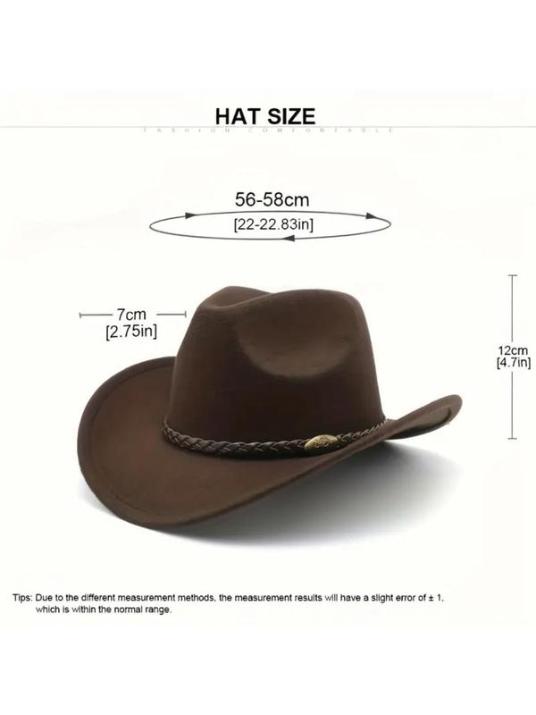 Unisex's Cowboy Hat, Fashionable Wide Brim Hat for Outdoor Activities, Casual Trendy Hat for Men & Women, Fashion Accessories for Daily Wear 1