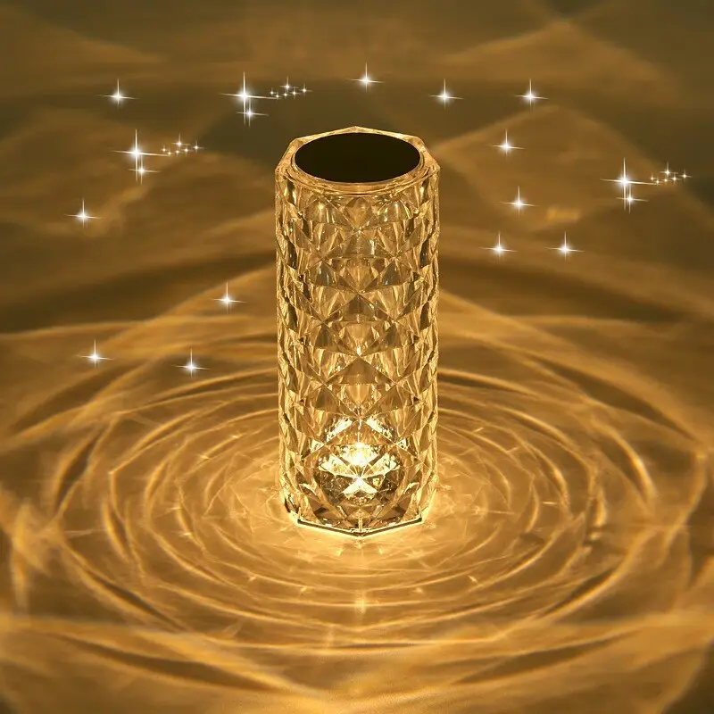 Romantic Crystal Rose Bedside Lamp LED Night Light