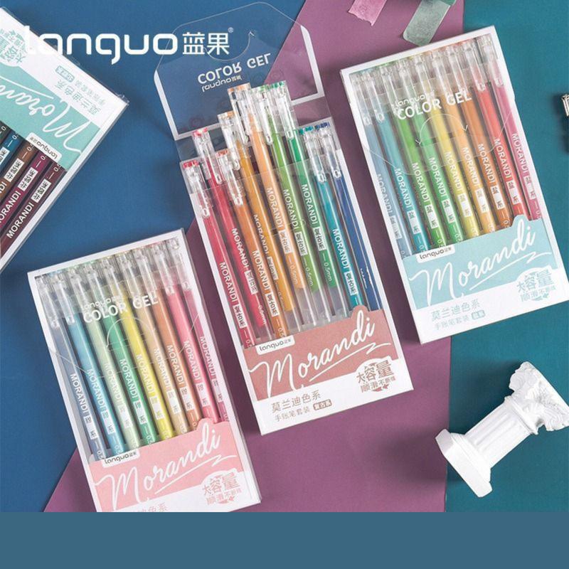 Bút bi nước mực gel LANGUO nhiều màu 0.5mm DUDU xinh xắn nhanh khô viết đều trơn tru nhiều mực