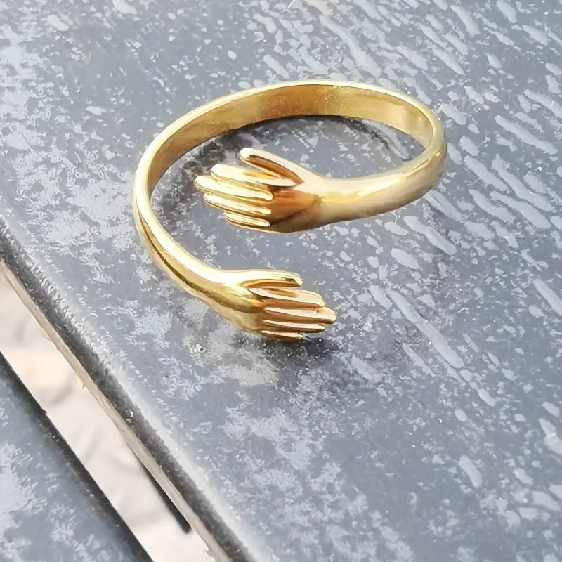 SummerSale| Chic Stainless Steel Embrace Ring - Adjustable Open Design for Couples, Perfect for Daily Wear & Special Occasions 8