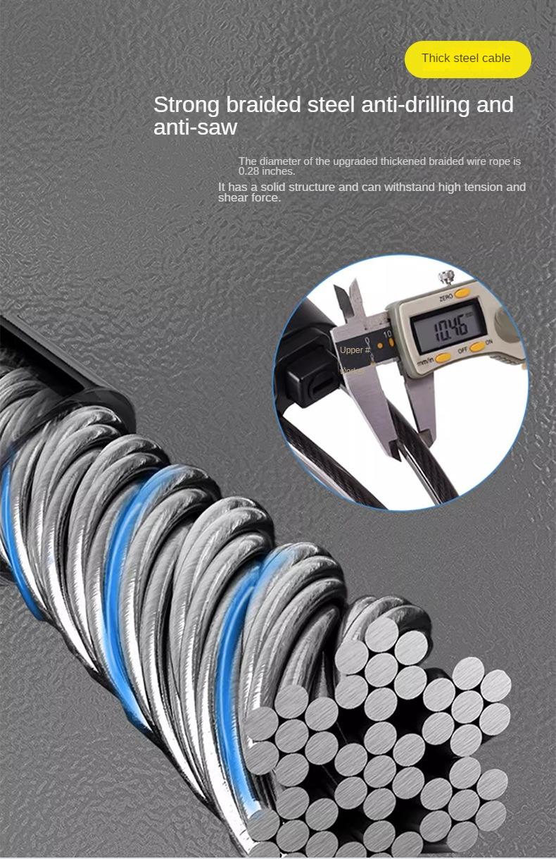 Product Introduction of Motor Steering Wheel Lock Steel Cable Rope Lock Bold Car Anti-Theft Safety Belt Card Shackle Universal Car Lock 4