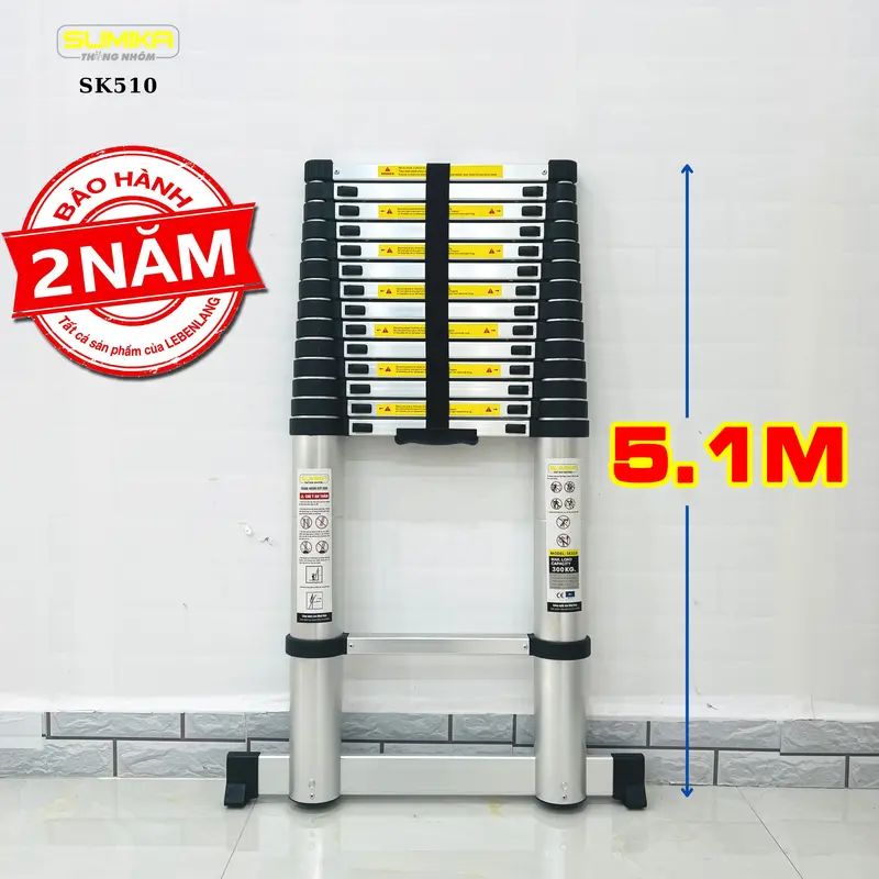 Thang nhôm rút đơn xếp gọn chính hãng SUMIKA (cao từ 3.2M đến 6M) tải trọng 300KG, bảo hành 2 năm,thang đa năng, SK260, SK320, SK380, SK440, SK510, SK600 2