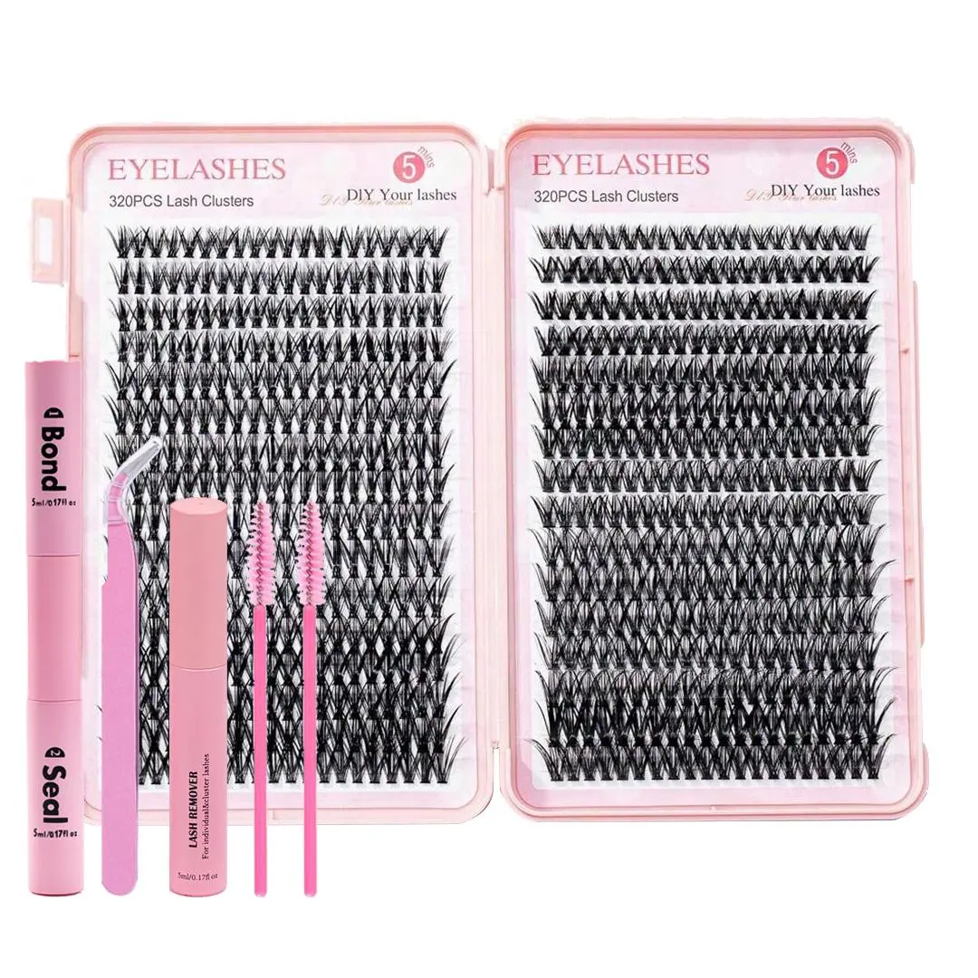 Individual False Eyelashes with Tweezers & Eyelash Glue, 1 Set DIY Eyelash Extension Kit, Eyelash Extensions Kit for Women & Girls
