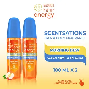 PAKET ISI 2 - Makarizo Hair Energy Scentsations Morning Dew 100 mL Parfum Rambut / Perfume  Wangi