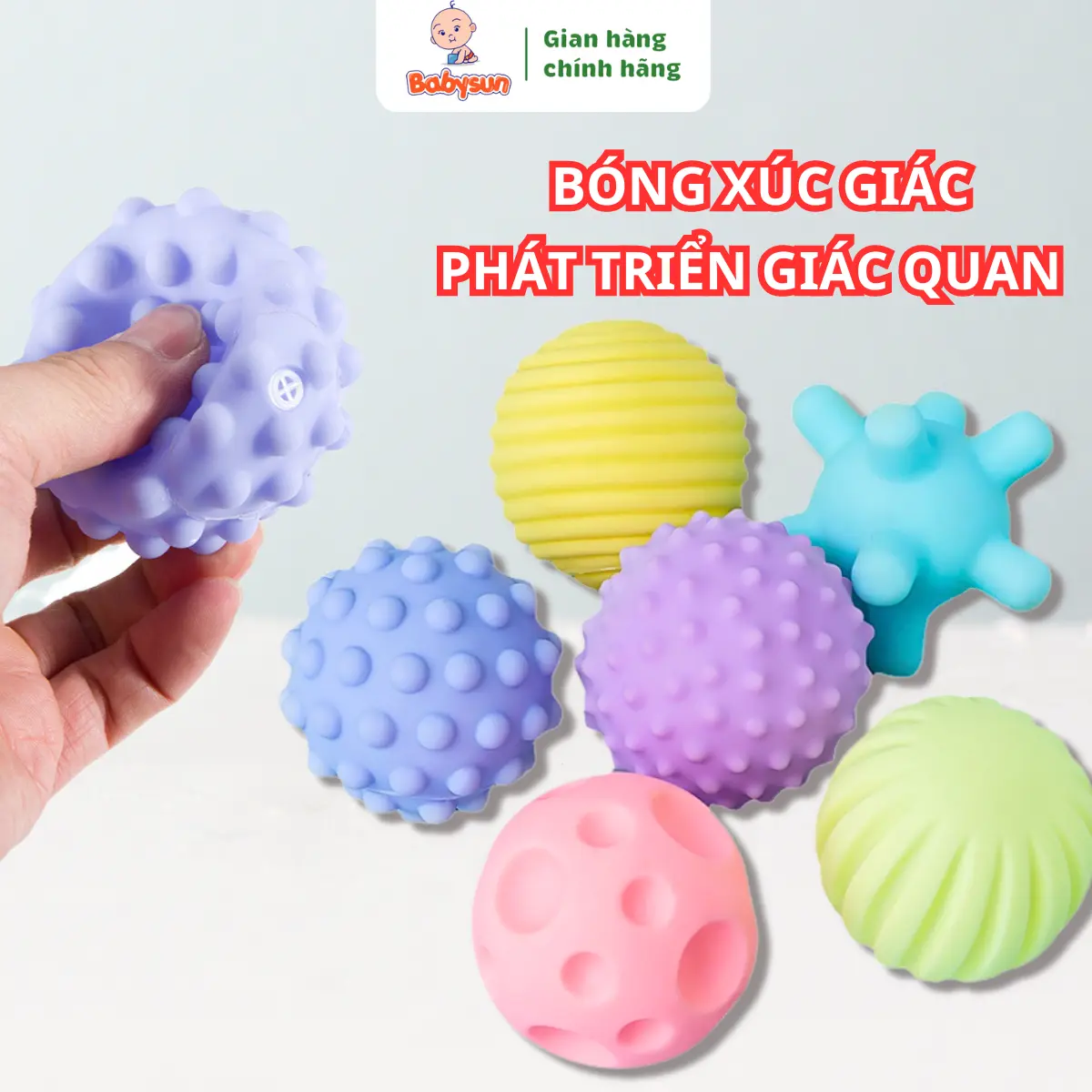 Bóng cho bé chơi, bóng xúc giác giúp phát triển xúc giác, thị giác, thính giác cho bé