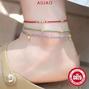 AGIAO Gelang Kaki Tali Kepang Beruntung Untuk Wanita Tali Kaki Berwarna-warni Yang Indah