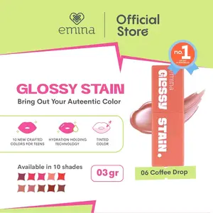 EMINA GLOSSY STAIN 3 GRAM - MELTY GEL LIP TINT GLOSSY FINISH TAHAN LAMA