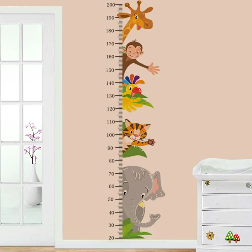 Cartoon Animal Height Chart Wall Sticker, Self Adhesive Wall Decal, Wall Decor for Home Living Room Bedroom, Home Decor, Ornaments