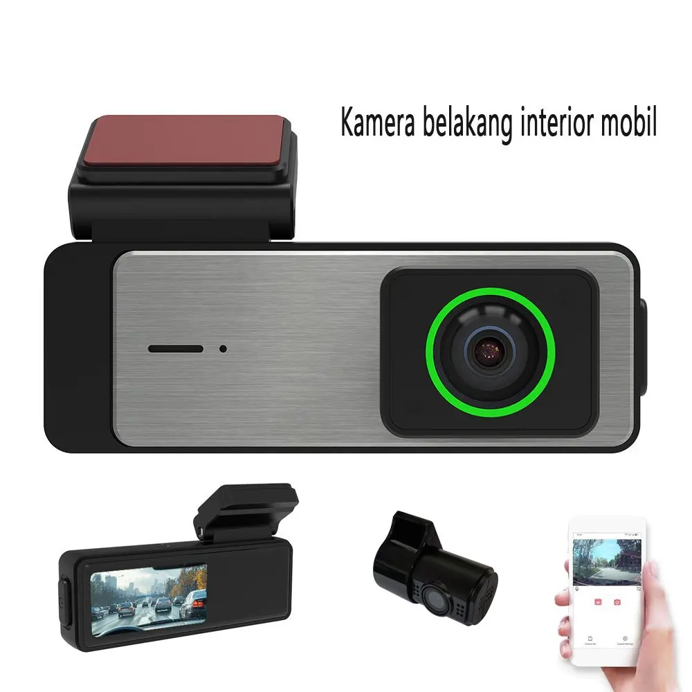 WIFI dashcam mobil 2K+1080P FHD   Perekam Berkendara Mobil Layar 2 Inci Pemantauan Parkir 24 Jam Casing Logam DVR Dash Cam T8