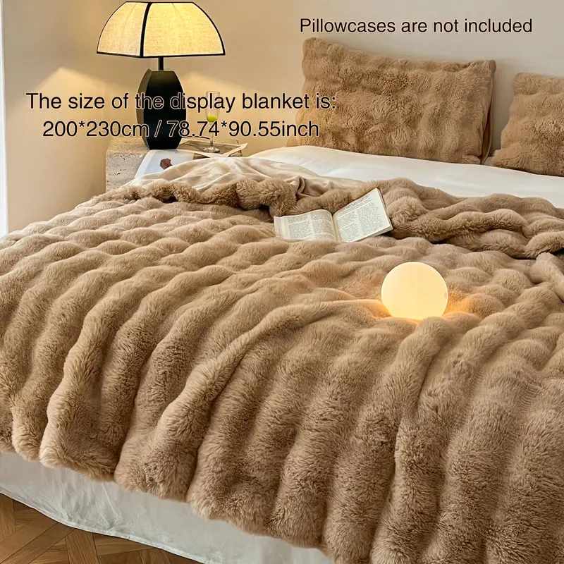 Solid Color Fluffy Blanket, 1 Count Soft Comfortable Warm Throw Blanket, Air Conditioned Room Bed Blanket, Bedding Supplies for Home Office Travel 1