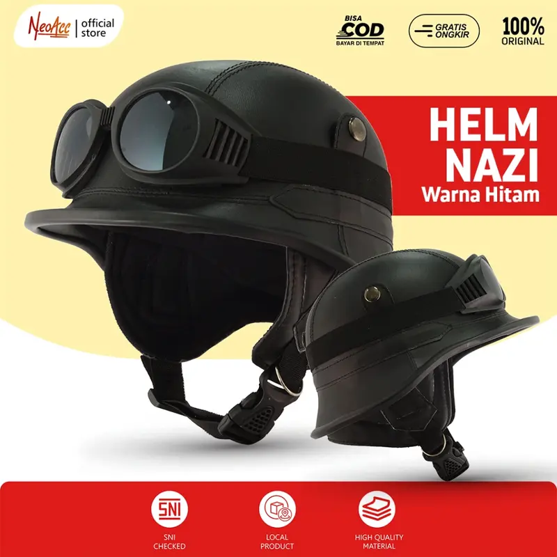 Helm Chips Helm Club Helm Nazi Retro Nazi + Kacamata Motorcycle