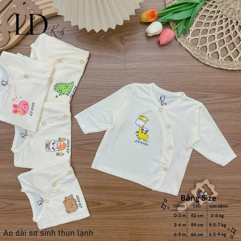 Áo tay dài sơ sinh ngà cúc chéo thun lạnh peptit cho bé 6-9kg 2