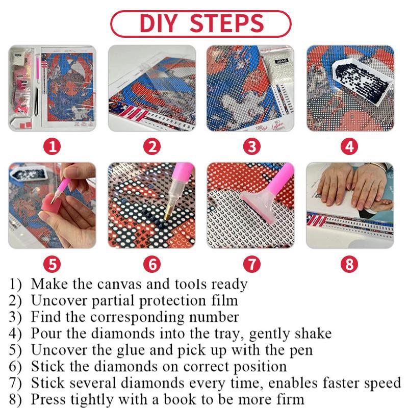 DIY Artificial Rhinestones Arts Painting Kit Without Frame, Color Cool Girl Pattern DIY Painting, Handmade Craft Wall Art Decoration 6