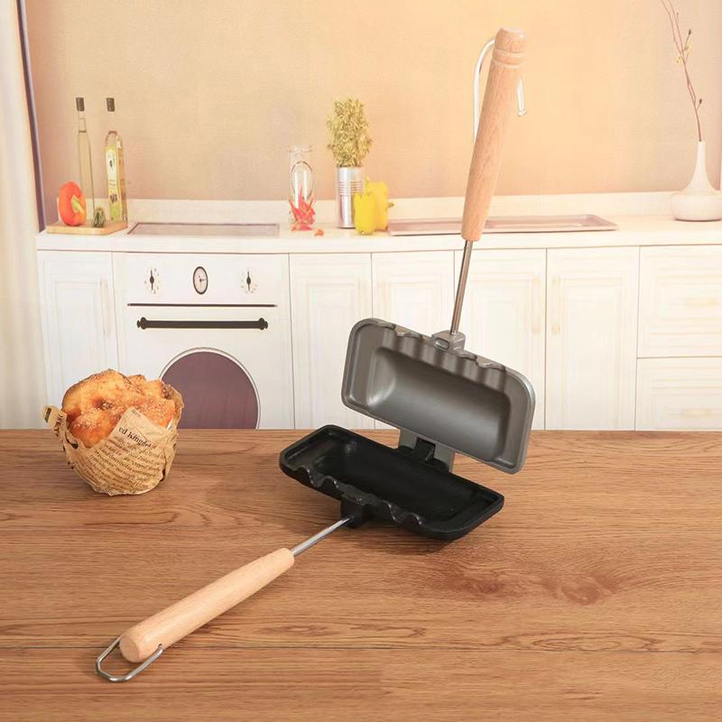 Chảo Sandwich Hai Mặt, 1 Cái, Chống Dính, Di Động, Có Thể Gập Lại, Nướng, Chảo Rán Cho Bánh Mì, Bánh Mì Nướng, Máy Ăn Sáng, Máy Làm Bánh Kếp 1