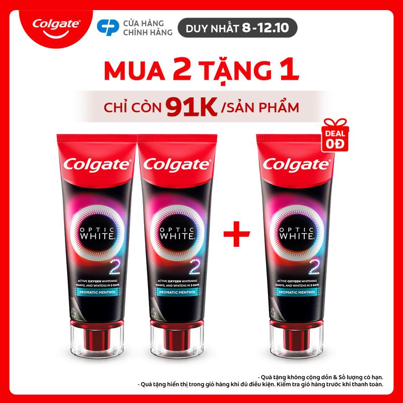 [Duy nhất 8-12.10] Bộ 2 Kem Đánh Răng Colgate trắng răng Optic White O2 với Oxy Hoạt Tính 85g/ tuýp