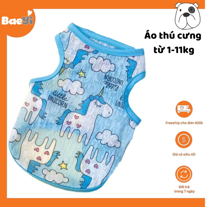 Áo cho chó mèo BaeYi siêu mỏng, Quần áo cho mèo cún hình Kỳ Lân xinh xắn, chó lớn,vải mỏng mát, Phụ kiện thú cưng