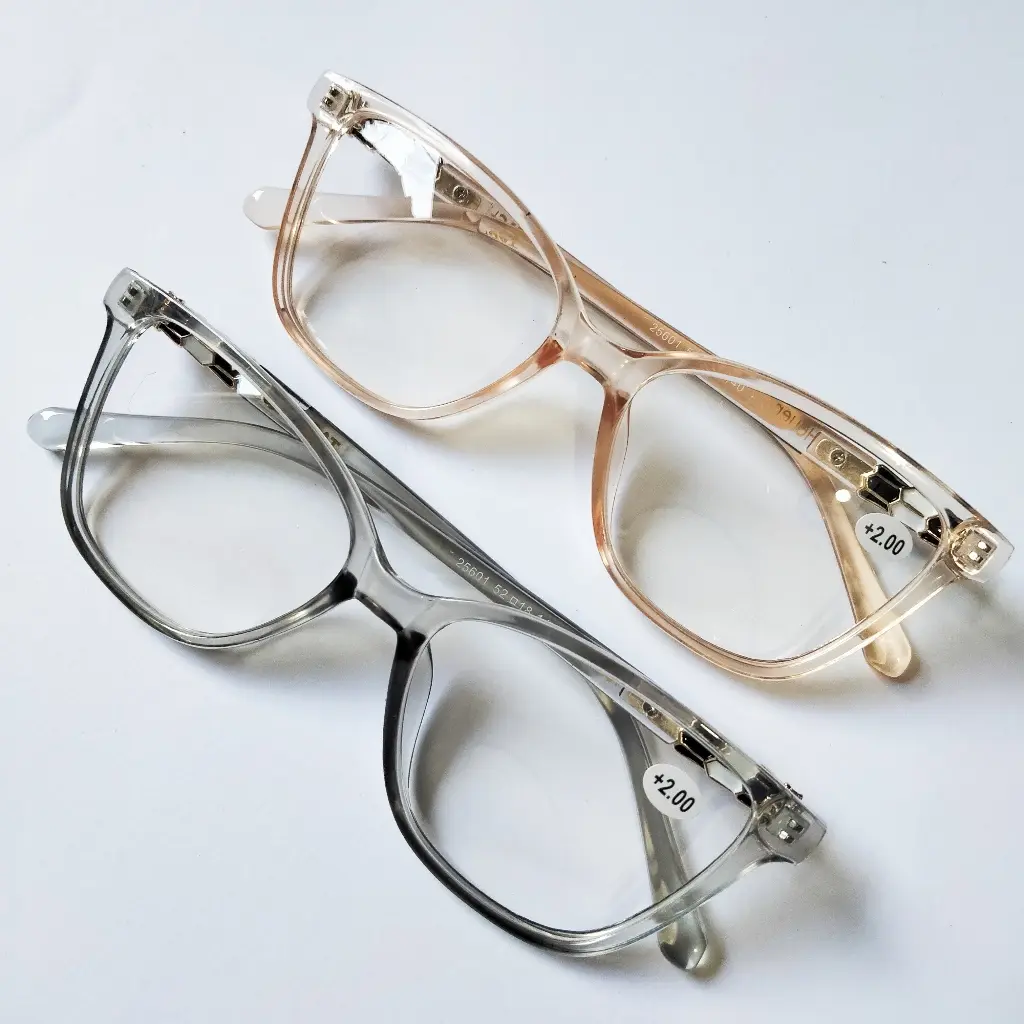 Kacamata Baca dan Jalan Wanita Cat Eye ukuran +1.00 s/d +3.00 warna Abu dan Orange