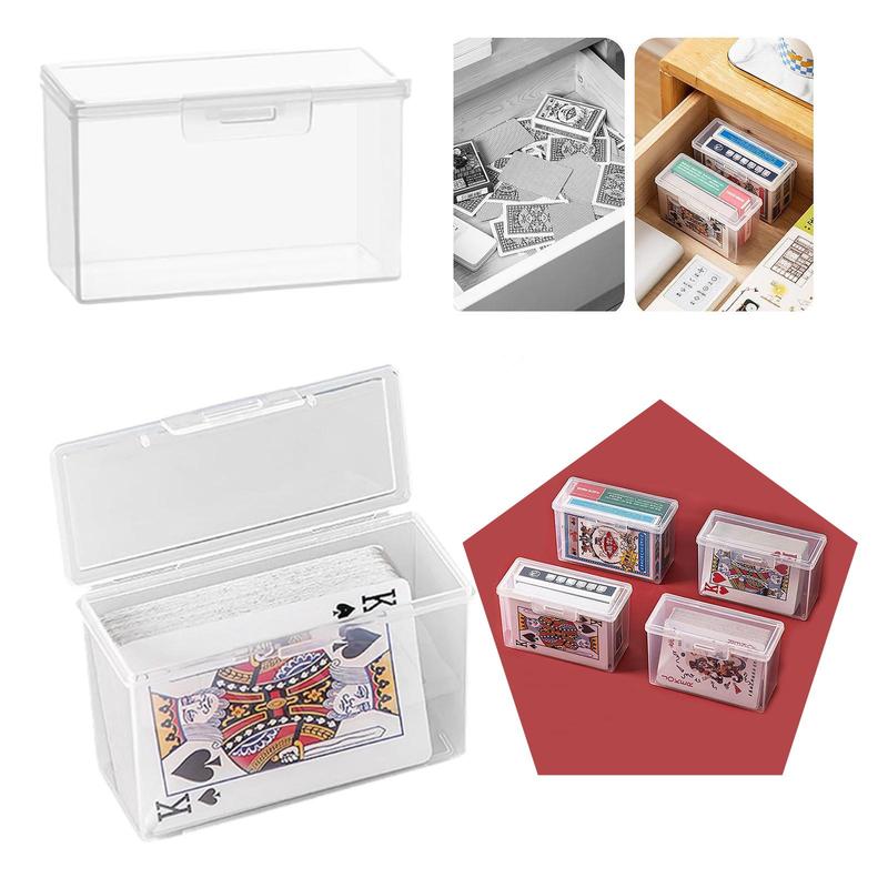 Product Introduction of Transparent Card Box, 1 Count Poker Card Storage Box, Desktop Card Organizer, Office Stationery & Supplies, Desk Organizer for Home Office 5