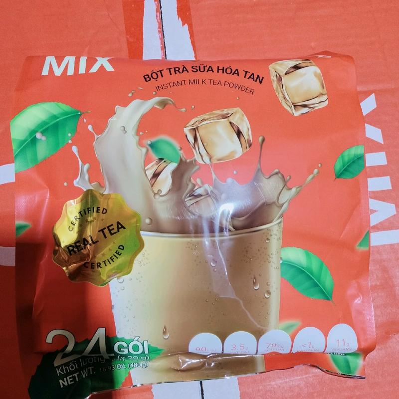  Bột trà sữa hoà tan tea mix Trần Quang đậm vị sữa thơm mùi trà Gói 480g gồm 24 ống*20g. Hữu cơ. 