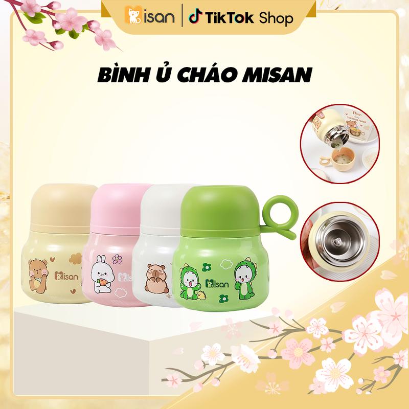 [Misan] Bình Ủ Cháo Giữ Nhiệt Cao cấp cho bé, lõi Inox 316 , Giữ Nhiệt 10-12h, Dung Tích 500ML có bát đựng cháo nhựa PP, thìa Inox 304 an toàn
