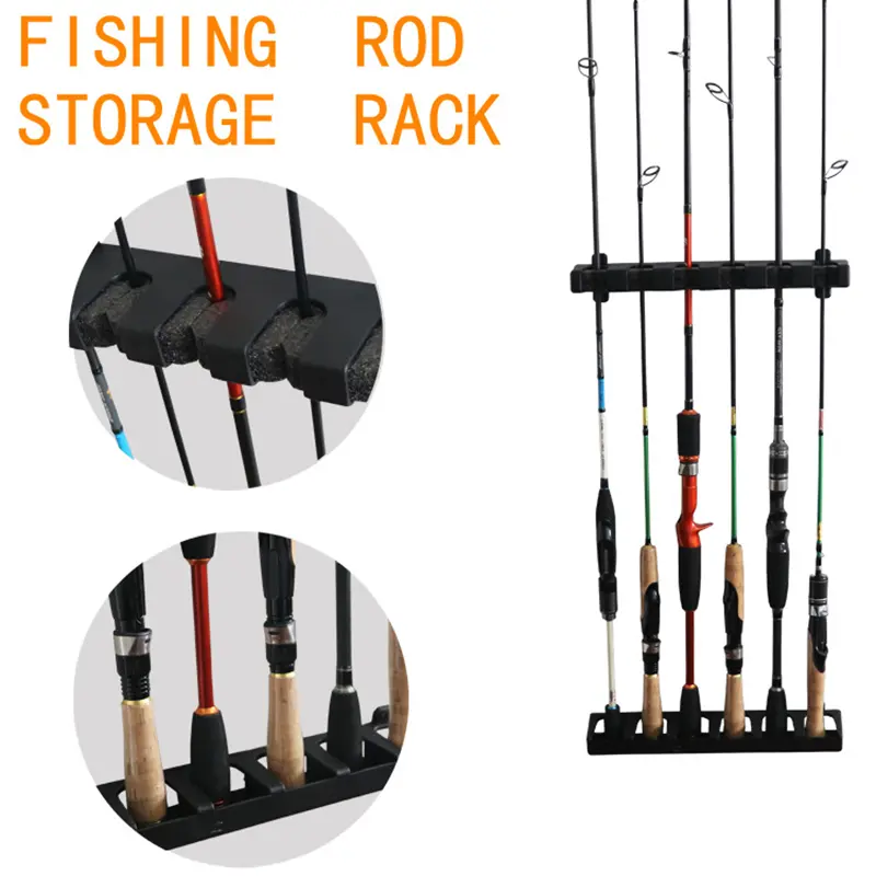 Pemegang Pancing, Rak 6 Batang, Pemegang Tiang Menegak, Lekap di Dinding, Modular, Sesuai untuk Garaj
