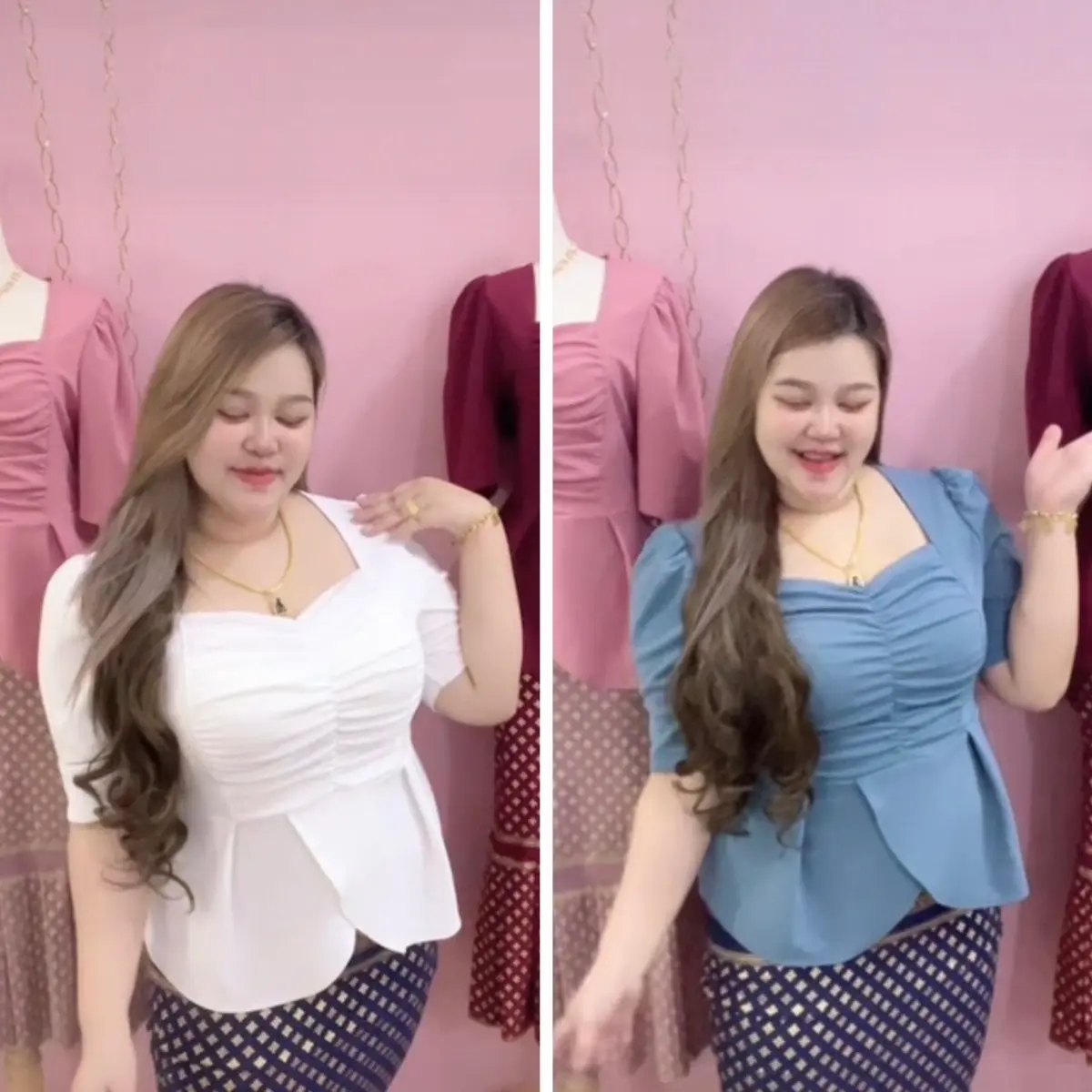 เสื้อสาวอวบรุ่นอกย่น ผ้าวูลเวป อก40-46” ยาว23” (BT20)
