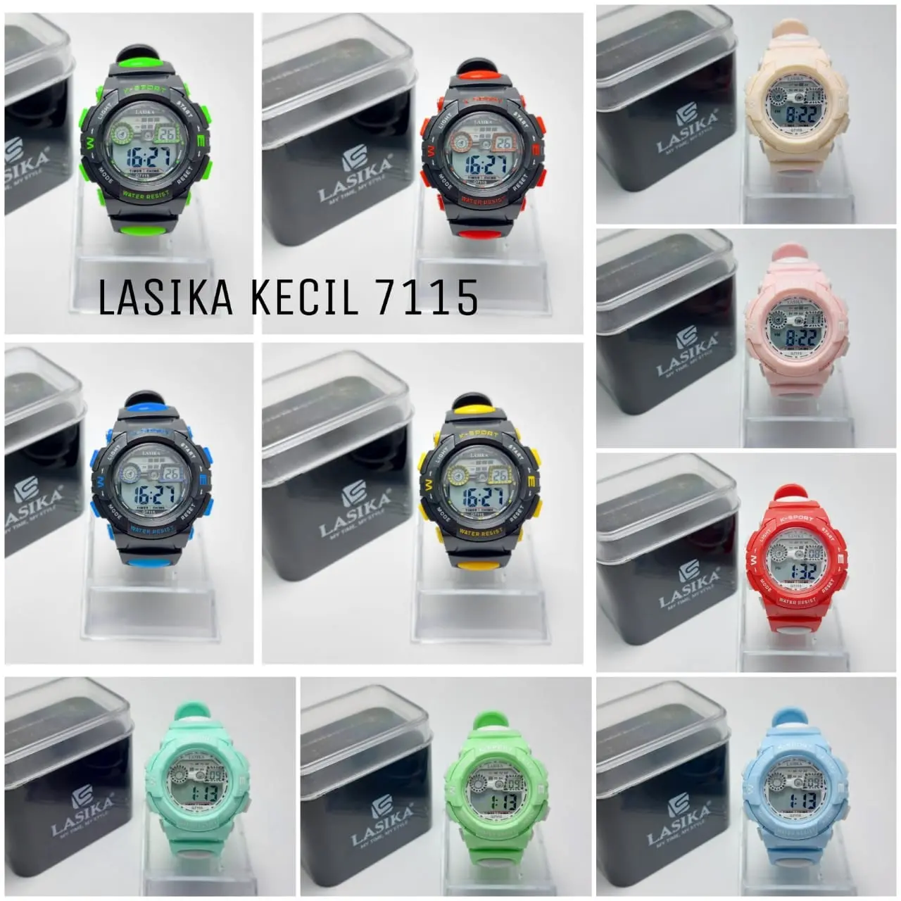 JAM TANGAN ANAK DIGITAL ANTI AIR FREE BOX STRAP RUBBER LASIKA 7115