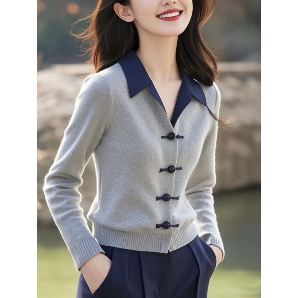 Áo Len Cổ Polo, Phong Cách Trung Quốc Mới, Thanh Lịch, Áo Mặc Bên Ngoài, Ngoại Cỡ, Áo Len Cao Cấp, Thích Hợp Cho Mùa Thu Và Mùa Đông, Hàng Mới Về Nữ Top