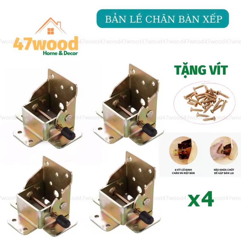 Bản lề xếp gọn 90 độ bản dày làm chân bàn xếp gọn - Bản lề xếp gọn 90 độ làm chân bàn xếp