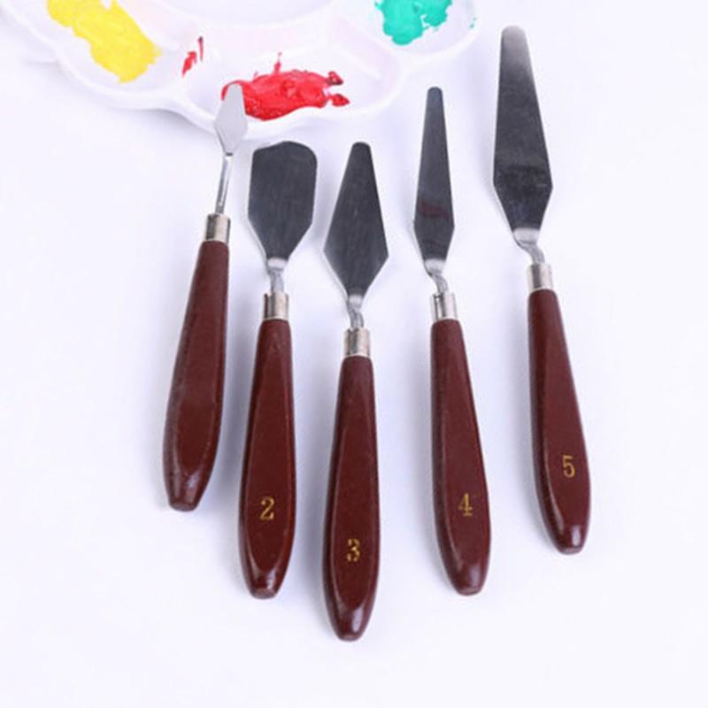 5pcs Set Artist Oil Painting Scraper Stainless Steel  for Palette Gouache Spatula 0