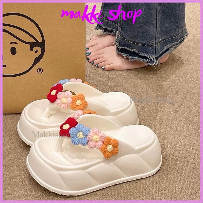 (Hàng L1) Dép kẹp ngón gắn hoa đế cao 7cm, dép độn đế cao, xinh cute cho các nàng, hàng QCCC hot trend