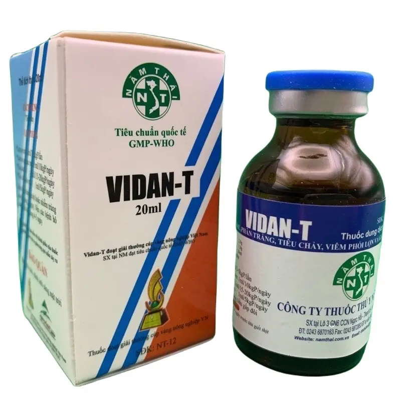 VIDAN-T dung tích 20ml hỗ trợ hô hấp, viêm phổi, hen crd, tiêu chảy cho gà vịt ngan ngỗng, heo trâu bò