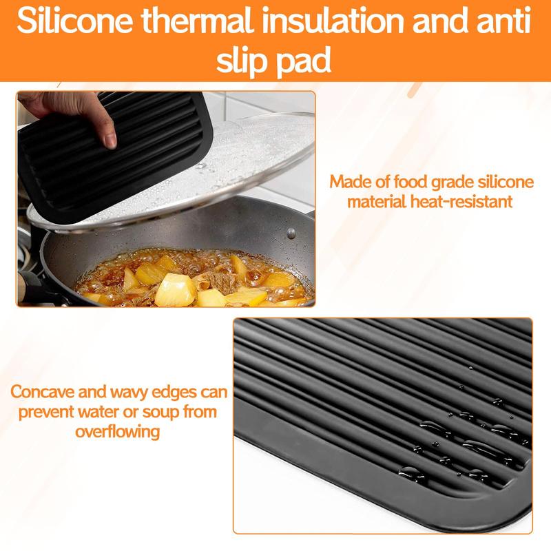 Product Introduction of Silicone Heat Resistant Mat, 2 Counts Non-slip Flexible Durable Kitchen Mat, Kitchen Accessories for Home and Outdoor Use, Coasters 5